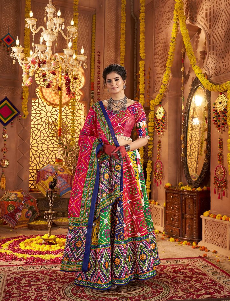 Rangdeep Chaniya Choli – Aari & Foil Printed Elegance in Organic Cotton