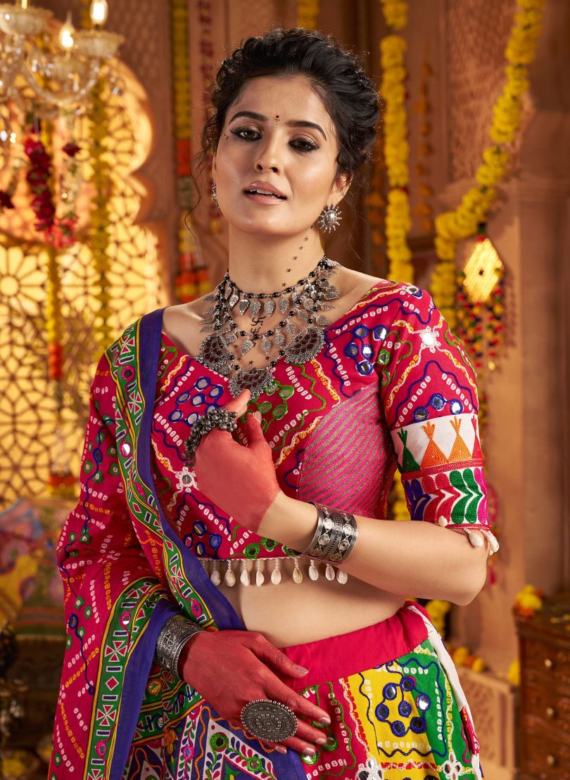 Rangdeep Chaniya Choli – Aari & Foil Printed Elegance in Organic Cotton - Image 4