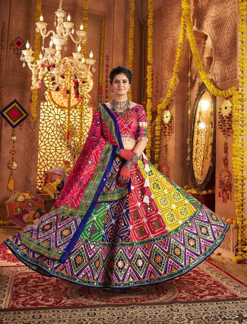 Rangdeep Chaniya Choli – Aari & Foil Printed Elegance in Organic Cotton - Image 3