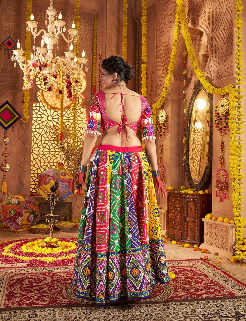 Rangdeep Chaniya Choli – Aari & Foil Printed Elegance in Organic Cotton - Image 2