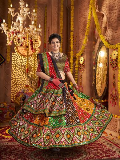 RangSaaj Chaniya Choli – Multi-Hued Aari & Foil Glam in Organic Cotton