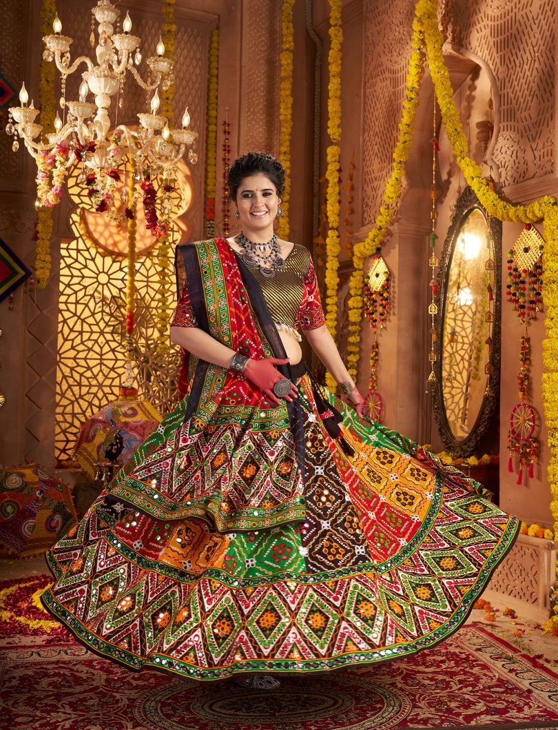 RangSaaj Chaniya Choli – Multi-Hued Aari & Foil Glam in Organic Cotton