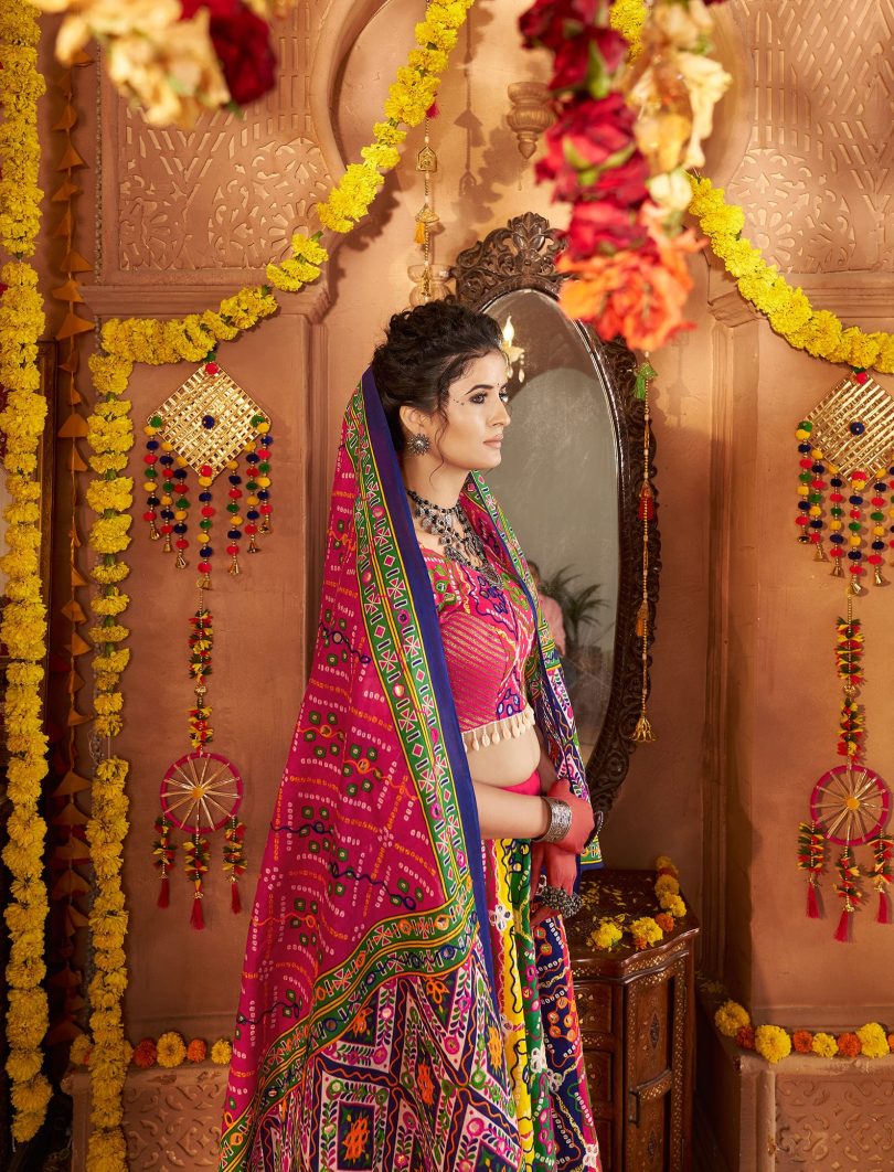RangSaaj Chaniya Choli – Multi-Hued Aari & Foil Glam in Organic Cotton - Image 4
