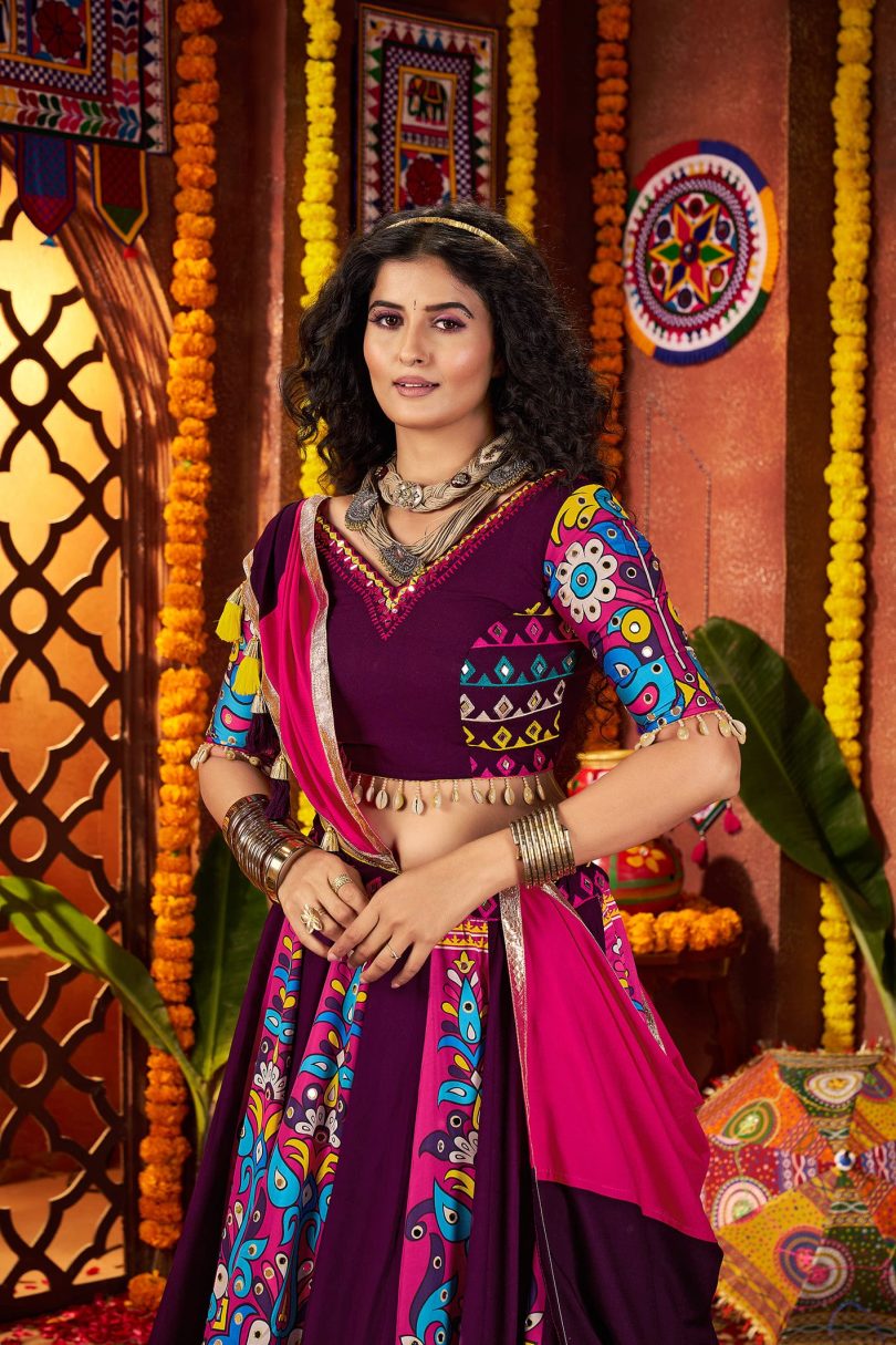 Royal Velvet Bloom Chaniya Choli – Purple Radiance in Multi-thread Handwork