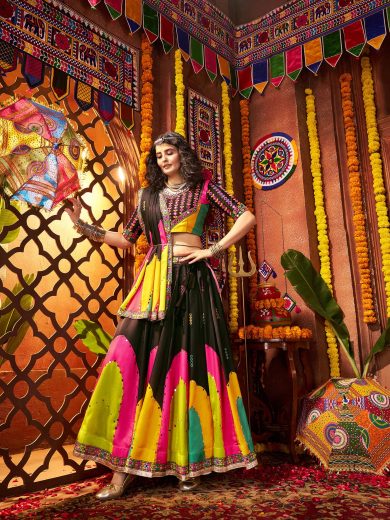 Midnight Muse Chaniya Choli – Gajji Silk Glory with Mirror Sparkle