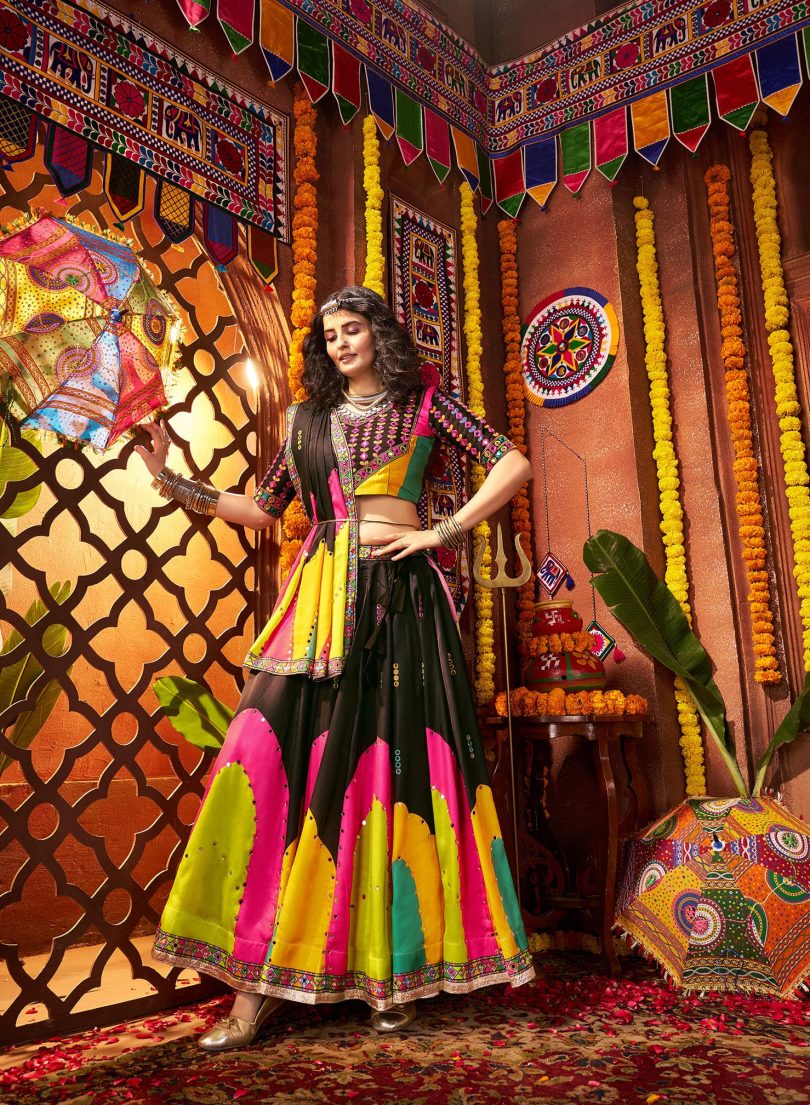 Midnight Muse Chaniya Choli – Gajji Silk Glory with Mirror Sparkle