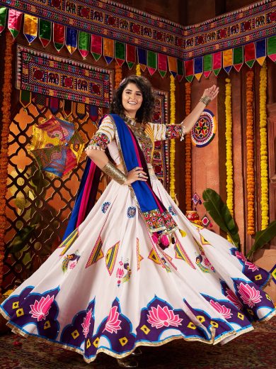 Ivory Charm Chaniya Choli – Royal White with Artistic Hand Detailing