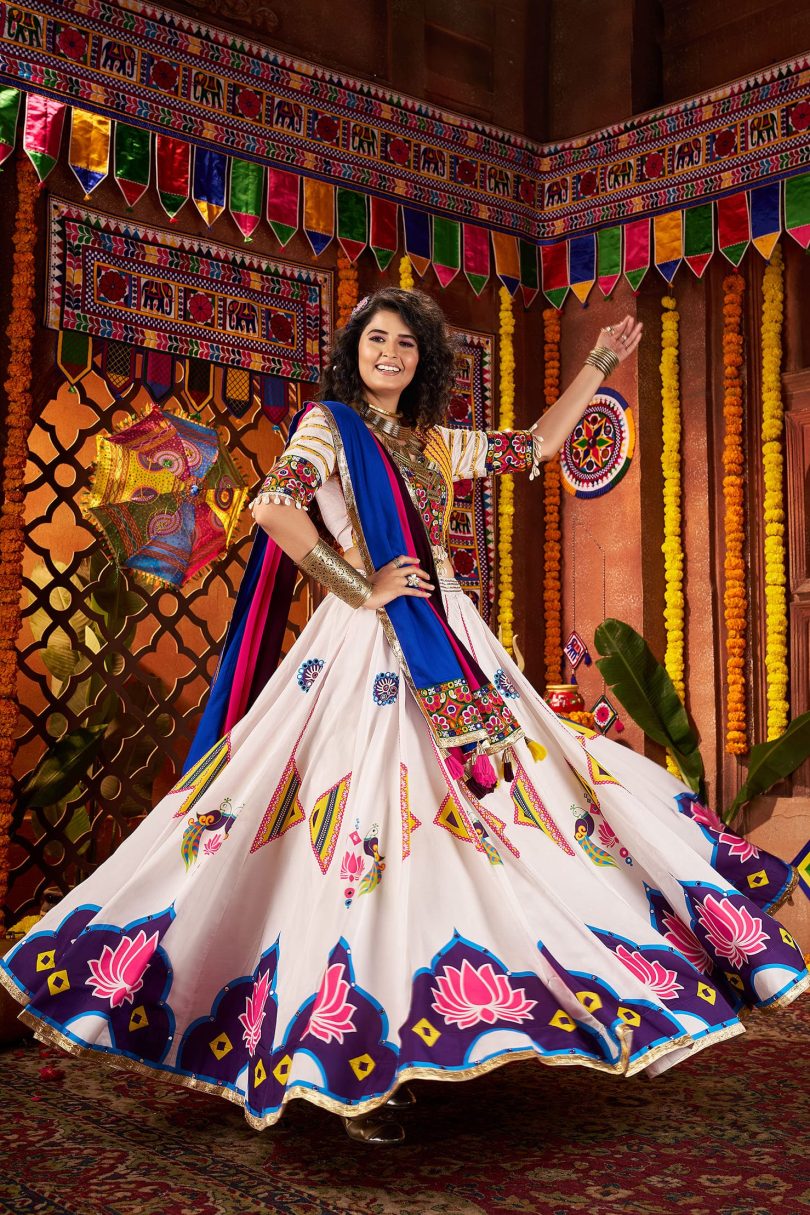 Ivory Charm Chaniya Choli – Royal White with Artistic Hand Detailing