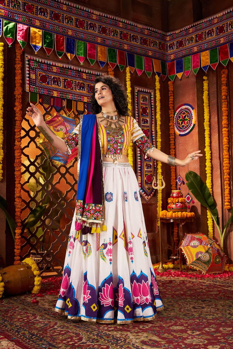 Ivory Charm Chaniya Choli – Royal White with Artistic Hand Detailing - Image 4