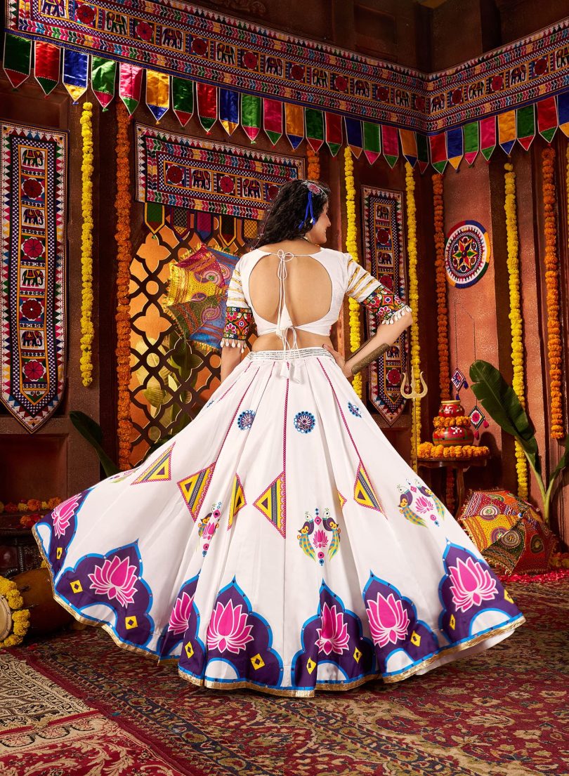 Ivory Charm Chaniya Choli – Royal White with Artistic Hand Detailing
