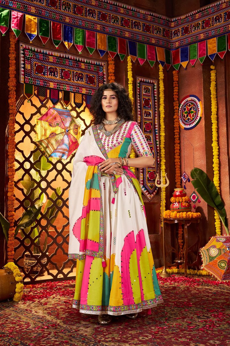 Snow Lotus Chaniya Choli – Pure White Perfection in Gajji Silk