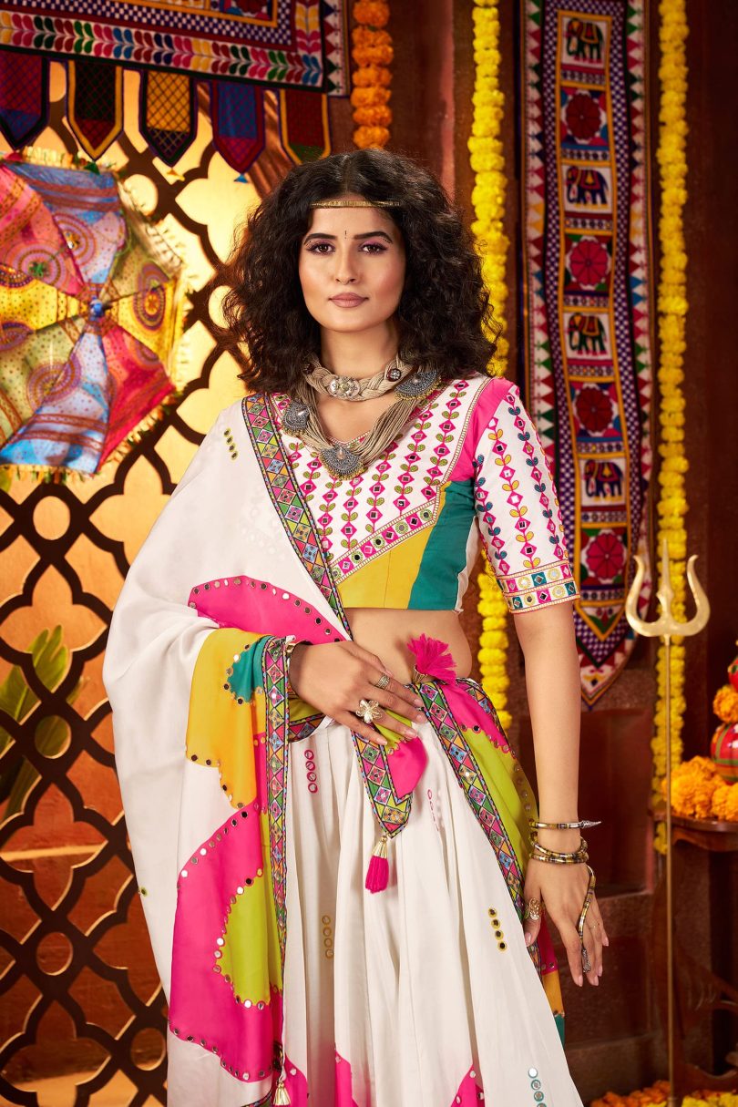 Snow Lotus Chaniya Choli – Pure White Perfection in Gajji Silk - Image 5
