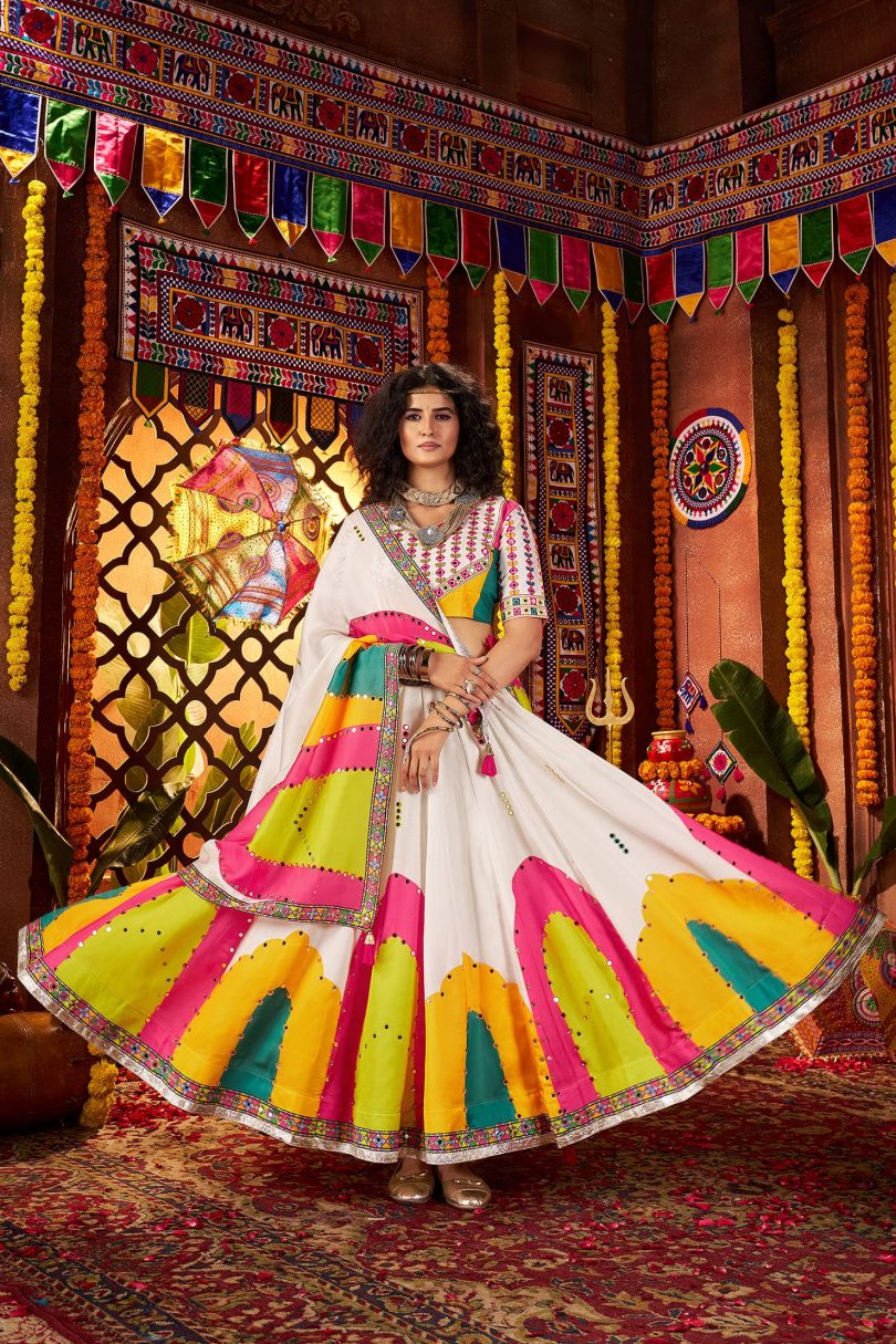 Snow Lotus Chaniya Choli – Pure White Perfection in Gajji Silk - Image 3