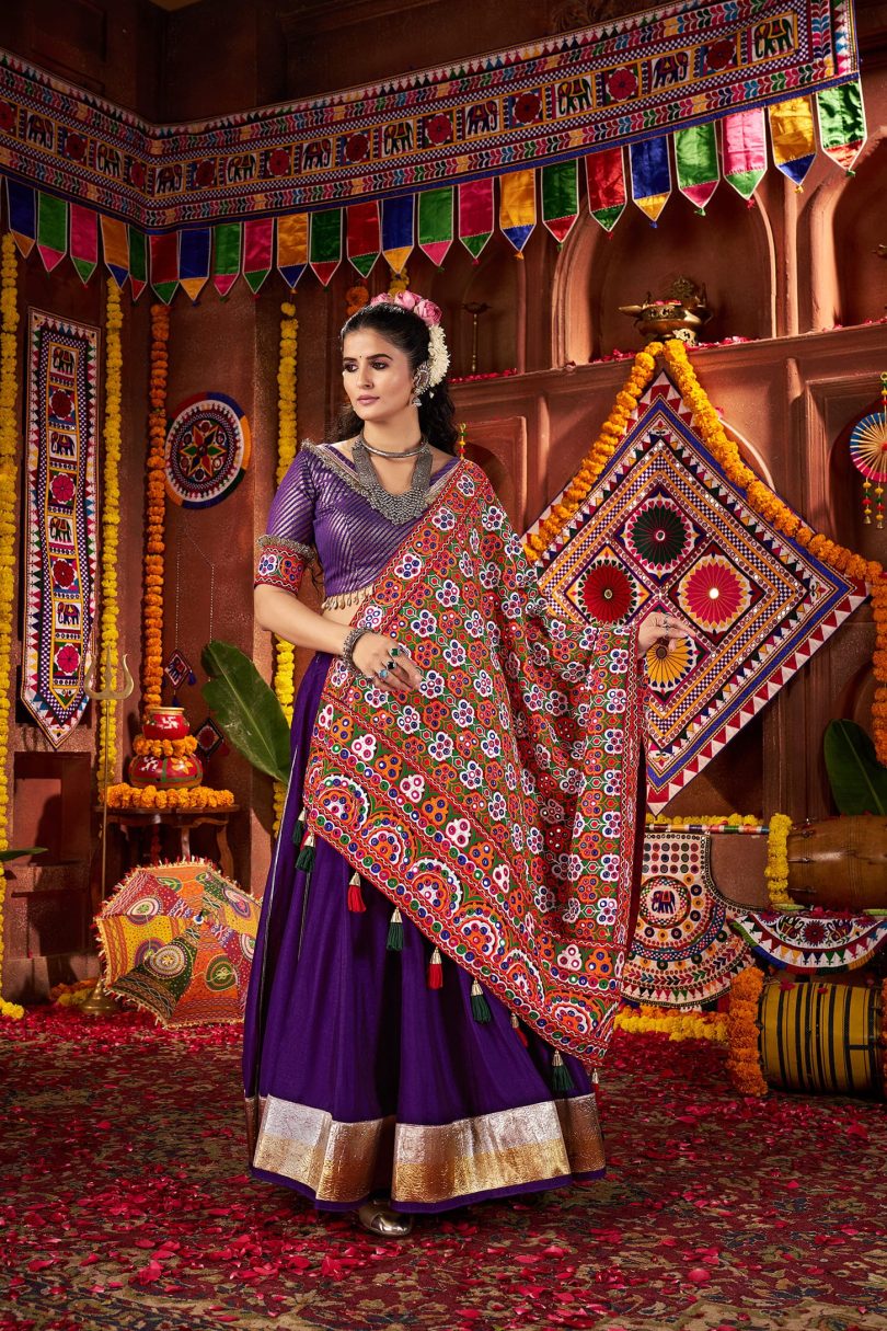 Rajsi Vaibhav Chaniya Choli – Purple Royalty in Silk - Image 3