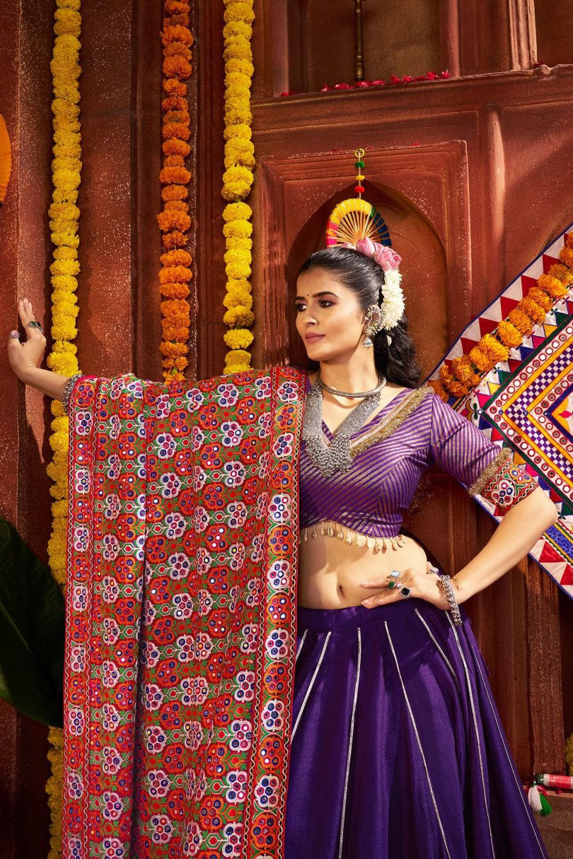 Rajsi Vaibhav Chaniya Choli – Purple Royalty in Silk - Image 2