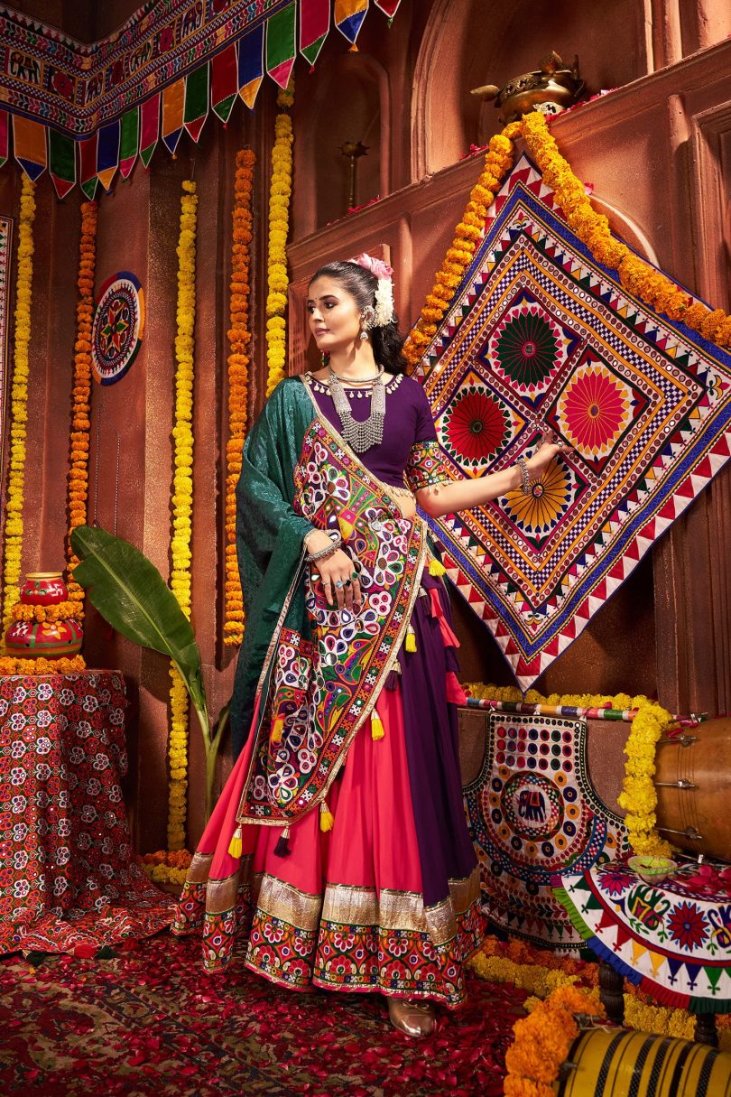 Rajvanshi Chaniya Choli – Kutchi Mirror & Lampi Work with Jacquard Dupatta - Image 2