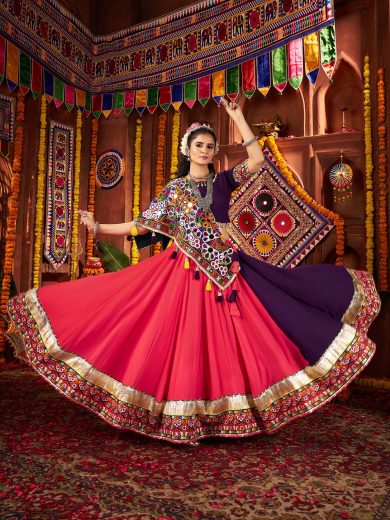 Rajvanshi Chaniya Choli – Kutchi Mirror & Lampi Work with Jacquard Dupatta