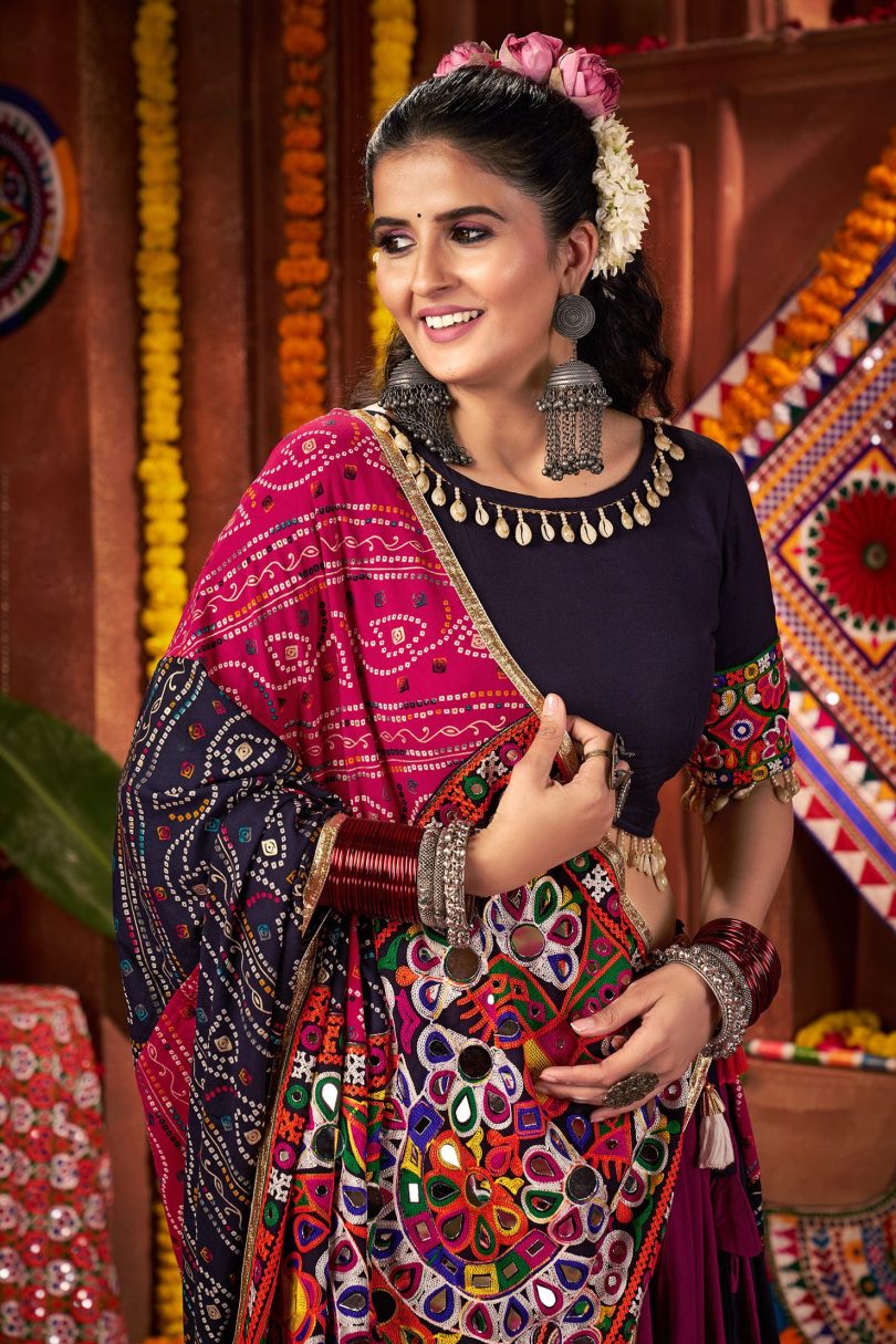 RaagRang Chaniya Choli – Multicolor Mirror & Kutchi Work Set with Printed Dupatta - Image 4