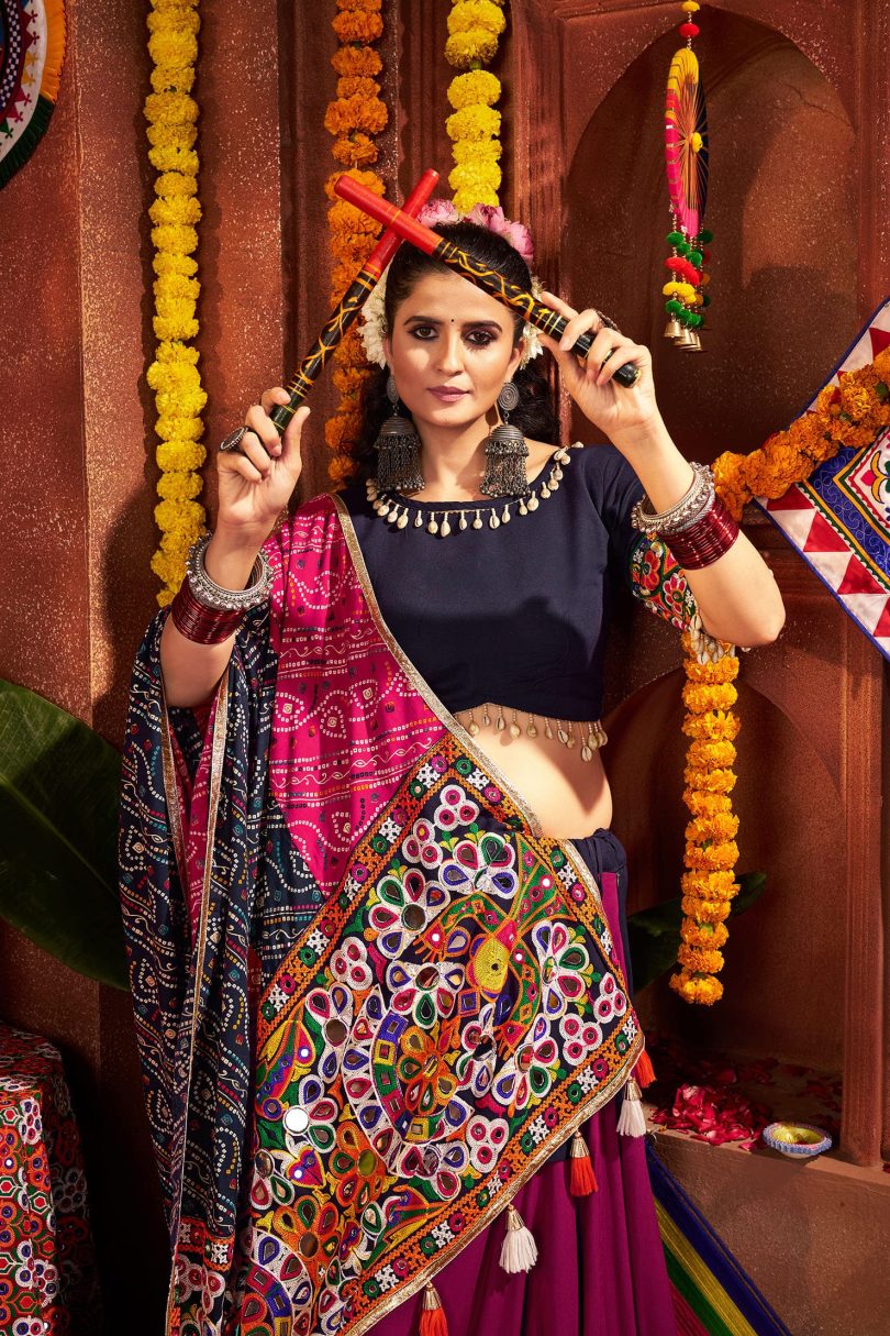 RaagRang Chaniya Choli – Multicolor Mirror & Kutchi Work Set with Printed Dupatta - Image 2
