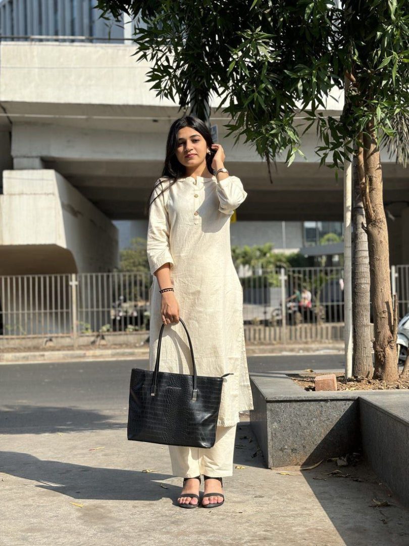 Plain White Premium Linen Kurti