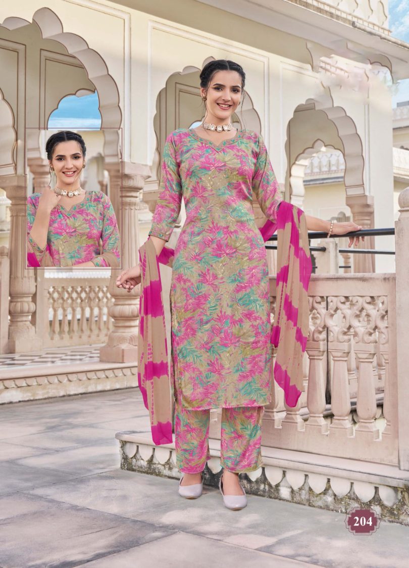 Elegant Capsule Foil Print Palazzo Set with Nazleen Chiffon Dupatta - Image 5