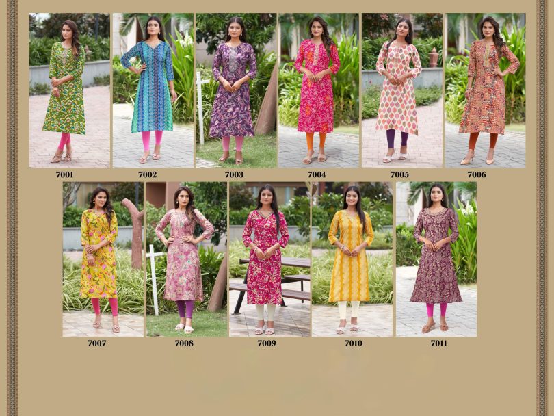 GardenCity Concept Rayon Printed & Foil Work Straight Kurti - Image 2