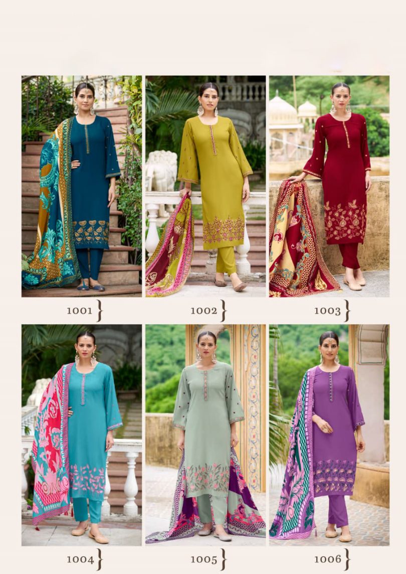Rayon Kurti with Palazzo & Muslin Digital Print Dupatta - Image 4