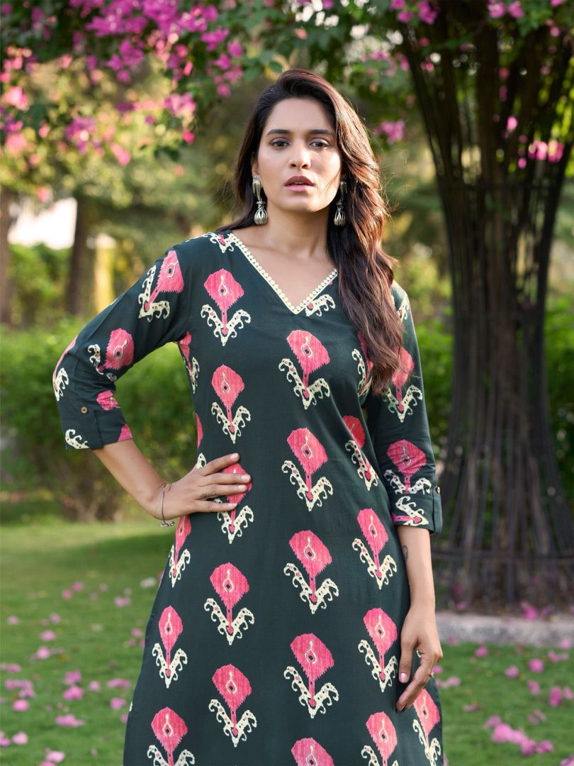 Stylish Rayon Printed Top & Bottom Co-ord Set with Pocket - Image 3