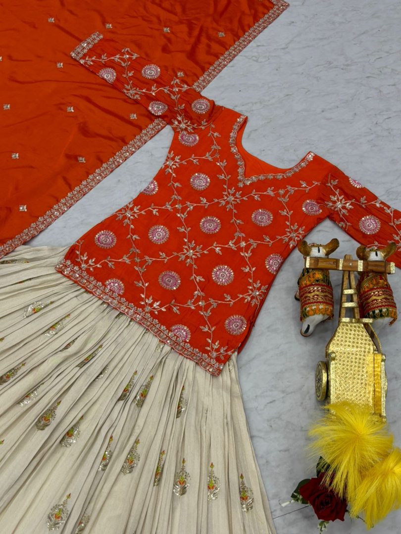 Chinon Kurti-Lehenga-Dupatta Set - Image 6