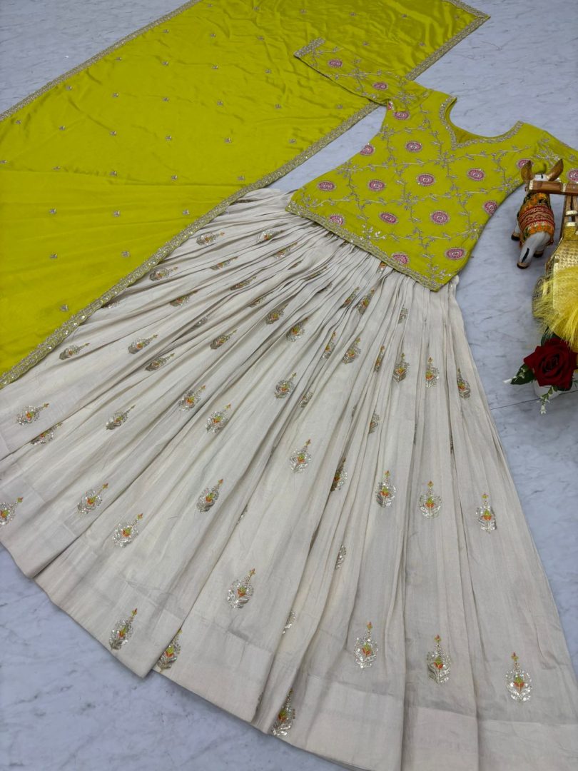 Chinon Kurti-Lehenga-Dupatta Set - Image 8