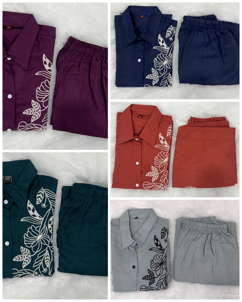Elegant Cotton Slub Embroidered Co-ord Set - Image 8
