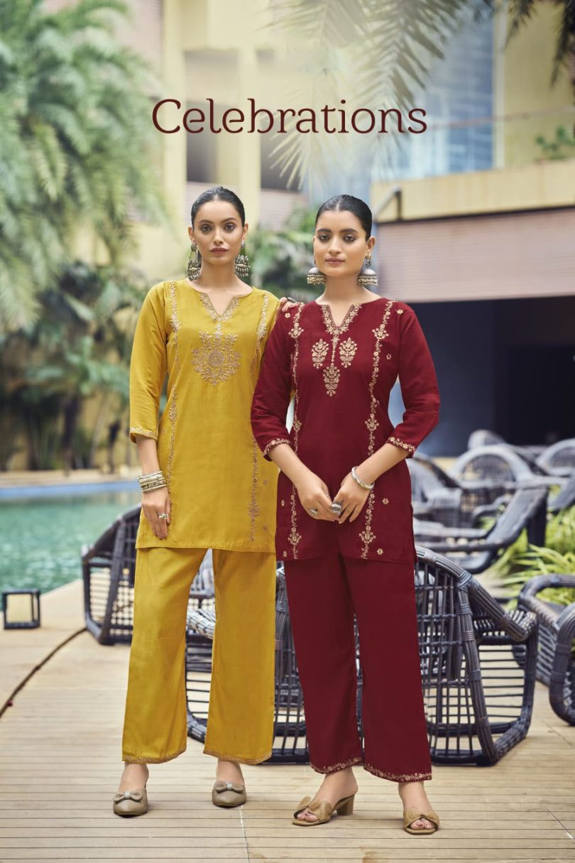 Festive Roman Silk Embroidered Set - Image 2